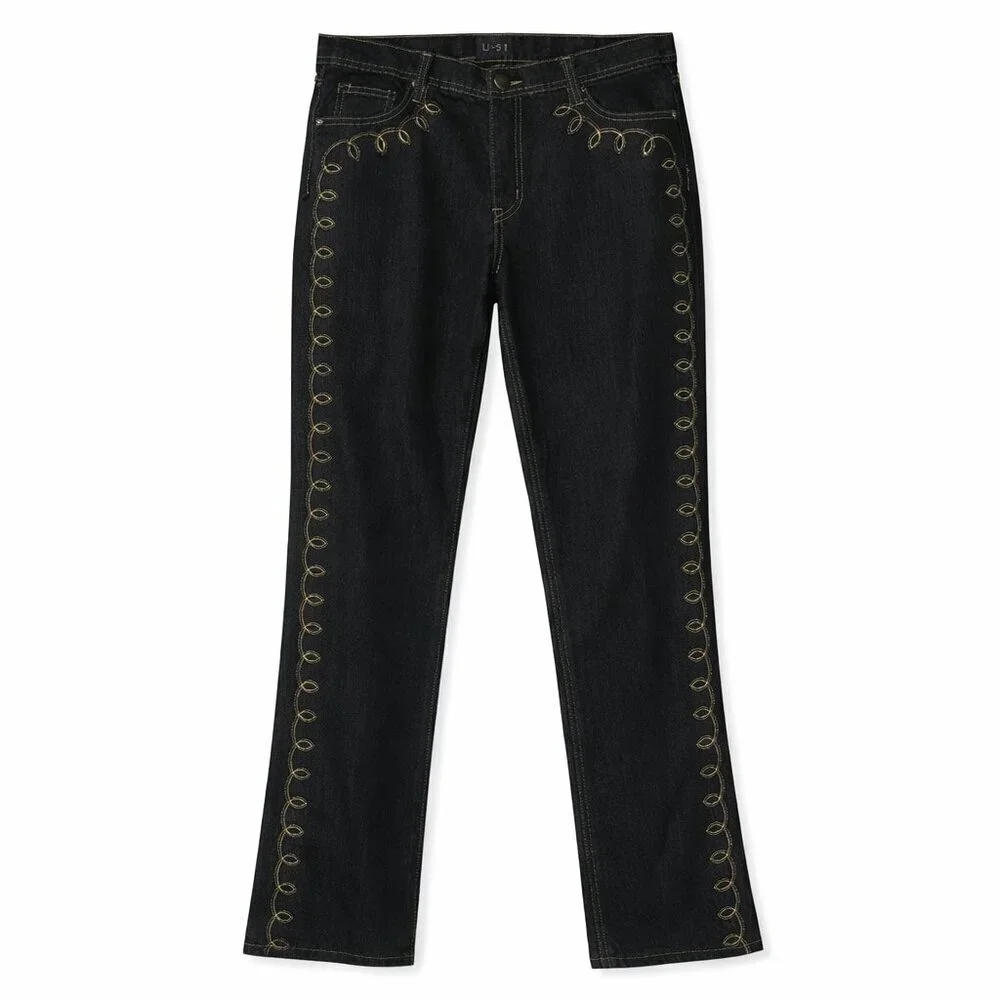 U-51 Embroidered Dark Wash Jeans Size 14